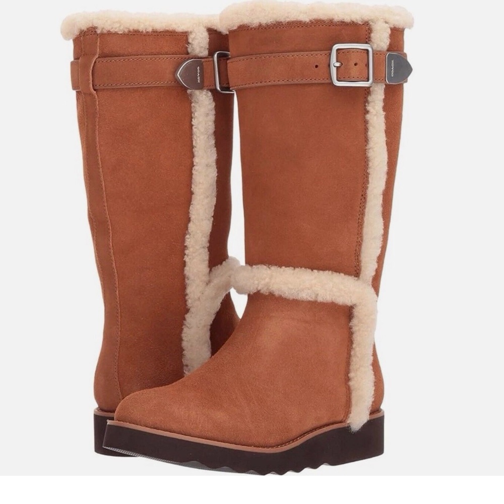 Coach Belmont Suede Saddle Boots, Sz5B